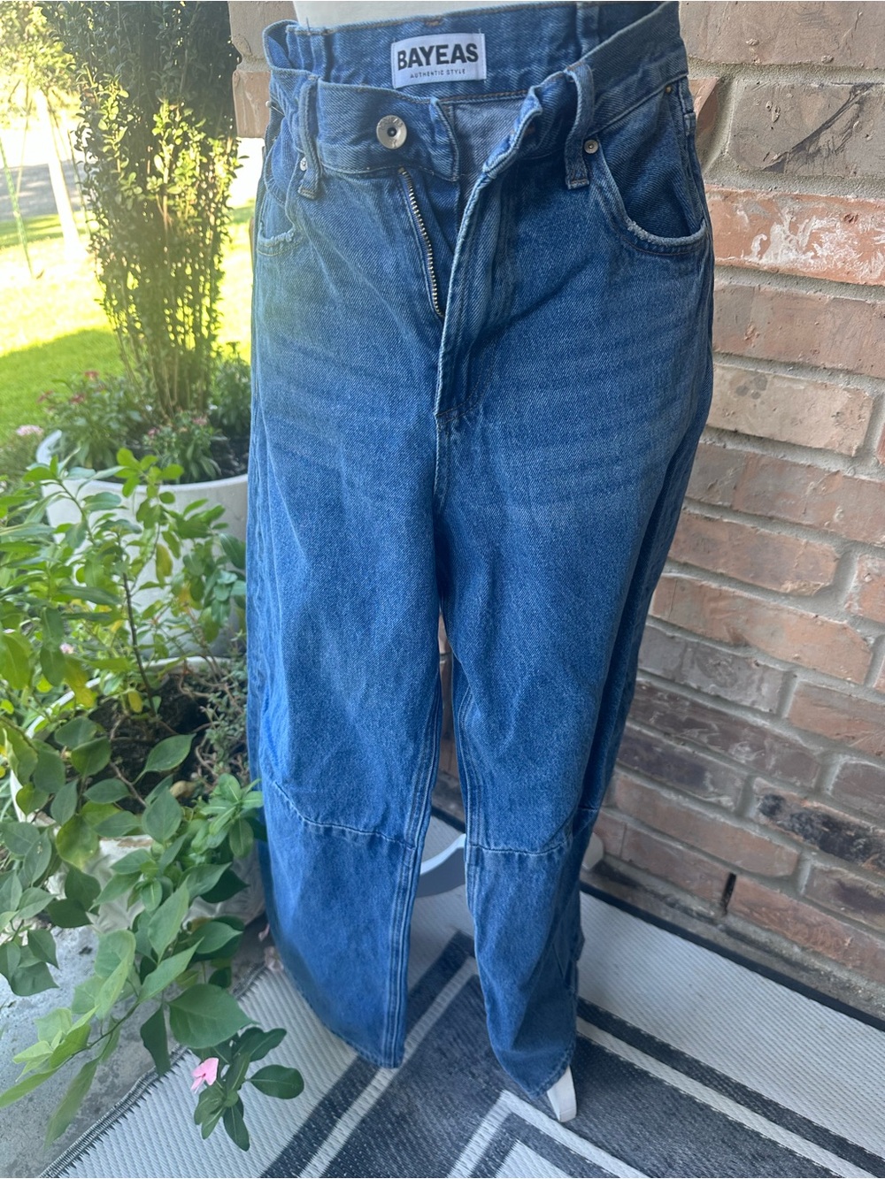 BAYEAS Women's Relaxed Blue Denim Jeans